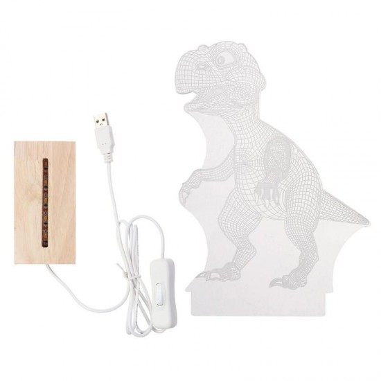 Acrylic USB 3D Dinosaur LED Desk Lamp Night Light Kid Cartoon Lantern Gifts