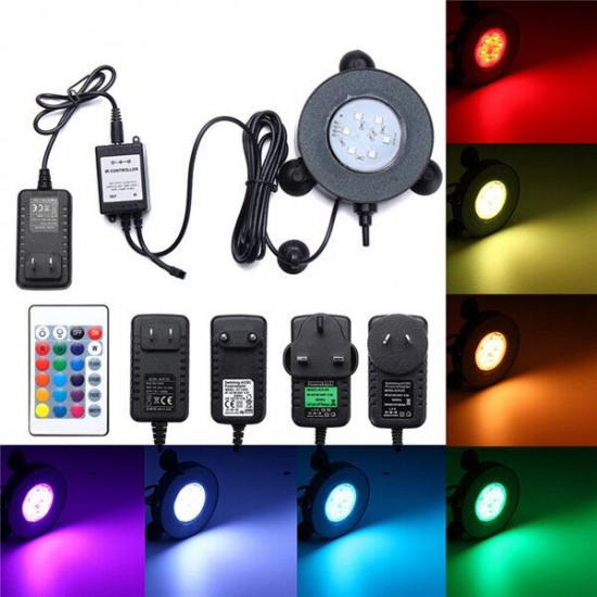 Aquarium Fish Tank RGB 6 LED Bubble Light Underwater Remote Controller