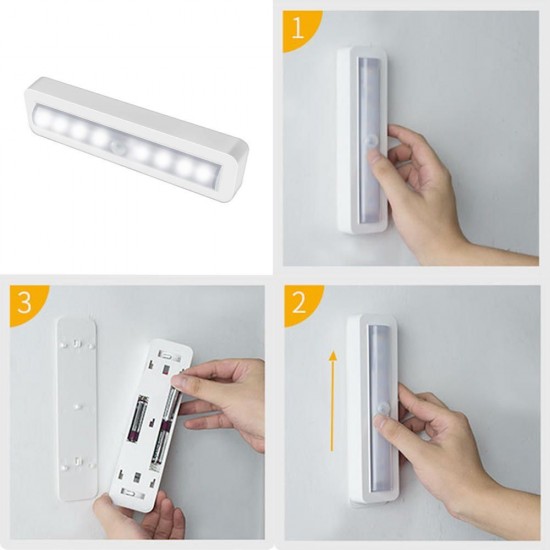 Battery Power 0.7W 8 LED Light-controlled PIR Motion Sensor Cabinet Night Light for Cupboard Closet