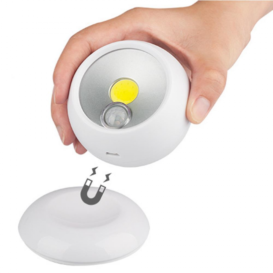 Battery Powered / USB Rechargeable 360 Degree Rotation COB PIR Motion Sensor Magnetic Night Light