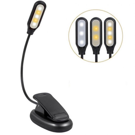 Battery Powered Flexible 1W 5 LED Clip Night Light 3 Brightness Modes Table Lamp for Reading Book Battery Powered Flexible 1W 5 LED Clip Night Light 3 Brightness Modes Table Lamp for Reading Book