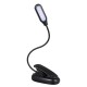 Battery Powered Flexible 1W 5 LED Clip Night Light 3 Brightness Modes Table Lamp for Reading Book