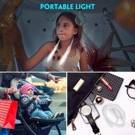 Book Light Portable Rechargeable 4 LED Reading Light with 2 Flexible Soft Silicone Arms USB Cable for Reading/Running/Walking/Outdoor Sports