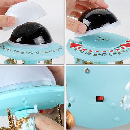 Carousel Music Box Starry Light 3-horse Automatic Lifting Rotating Girls Gift Carousel Music Box Starry Light 3-horse Automatic Lifting Rotating Girls Gift