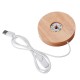 Circular Lampholder Solid Wood USB Interface Trophy Laser LED Night Light Stand Base