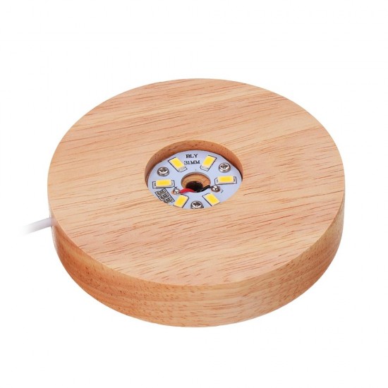Circular Lampholder Solid Wood USB Interface Trophy Laser LED Night Light Stand Base Circular Lampholder Solid Wood USB Interface Trophy Laser LED Night Light Stand Base