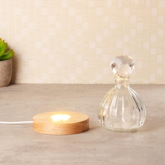 Circular Lampholder Solid Wood USB Interface Trophy Laser LED Night Light Stand Base Circular Lampholder Solid Wood USB Interface Trophy Laser LED Night Light Stand Base