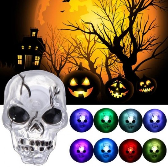 Color Changing LED Skull Night Light Sucker Halloween Party Home Decor