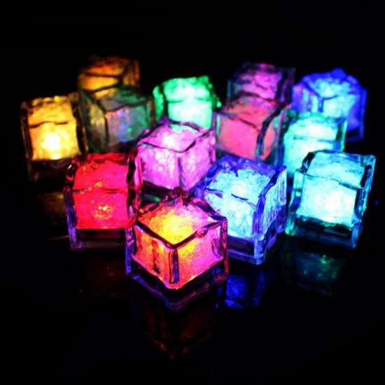 Colorful Liquid Sensor LED Glowing Ice Night Light Drinking Wine Wedding Party Bar Decoration