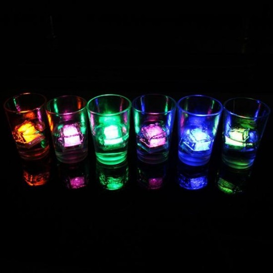 Colorful Liquid Sensor LED Glowing Ice Night Light Drinking Wine Wedding Party Bar Decoration