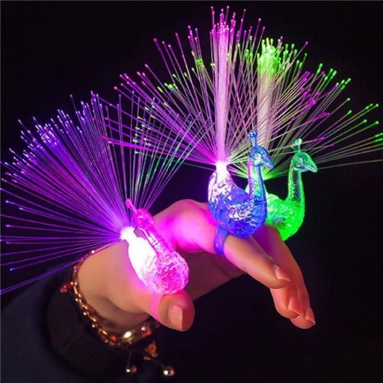 Creative Colorful Peacock Finger LED Light Ring for Parties Cheering Novelty Toys Gift For Kids Creative Colorful Peacock Finger LED Light Ring for Parties Cheering Novelty Toys Gift For Kids