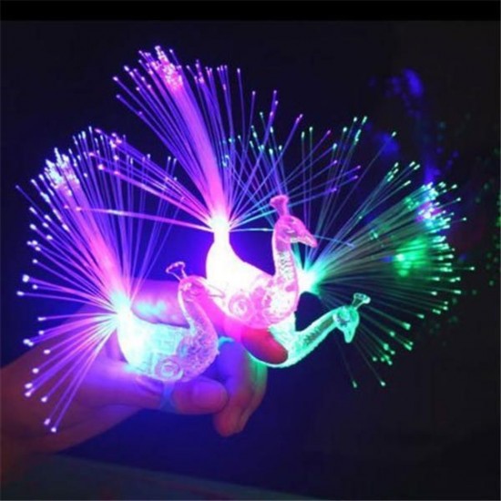 Creative Colorful Peacock Finger LED Light Ring for Parties Cheering Novelty Toys Gift For Kids Creative Colorful Peacock Finger LED Light Ring for Parties Cheering Novelty Toys Gift For Kids