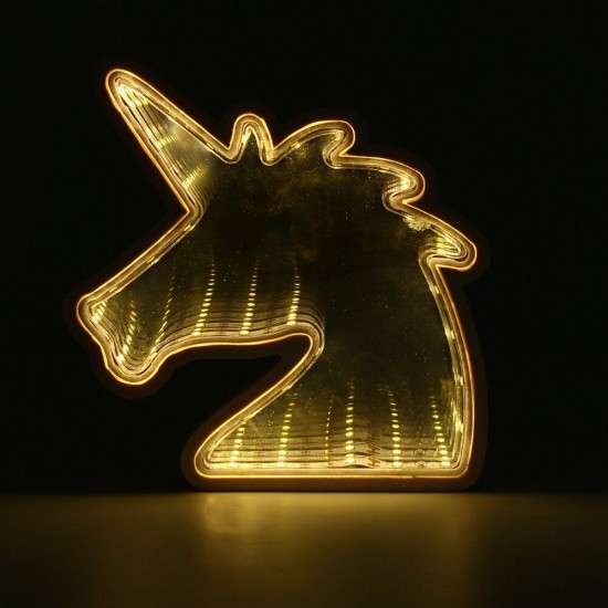 Creative Cute Unicorn Mirror Lamp LED Tunnel Night Light for Kid Atmosphere Light White/Warm White Creative Cute Unicorn Mirror Lamp LED Tunnel Night Light for Kid Atmosphere Light White/Warm White