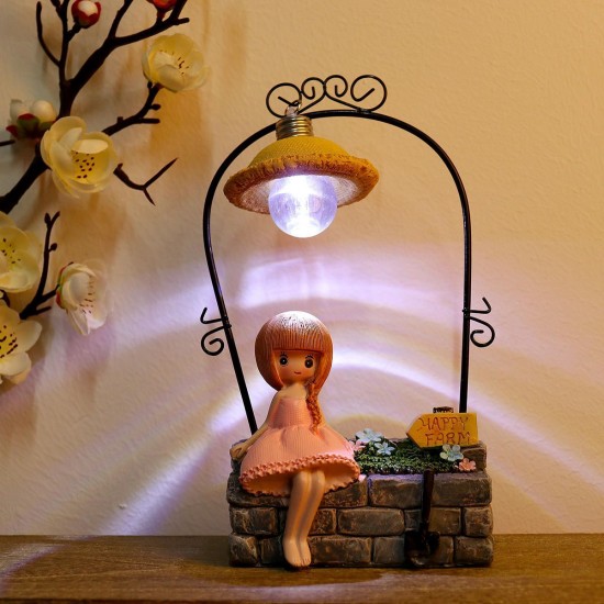 Creative Farm Girl Table Night Light Resin Craft Character Ornaments Xmas Gifts Creative Farm Girl Table Night Light Resin Craft Character Ornaments Xmas Gifts