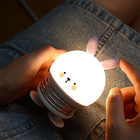 Creative LED Cartoon Spring Switch Rabbit Deer Night Light for Children Toy Pressure Relief Gift