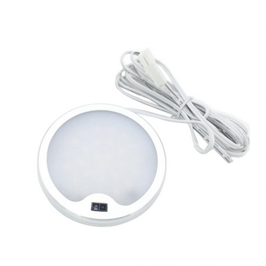 DC12V 5W Round Hand Wave Sensor LED Switch Cabinet Light Aluminum Kitchen Wardrobe Counter Lamp