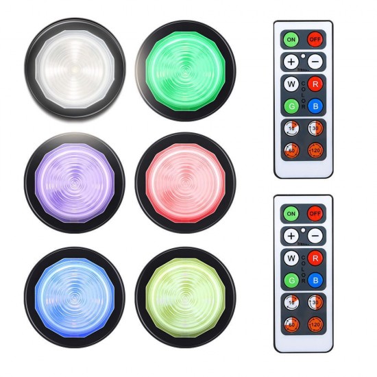 DG-DZ18 6pcs Colorful Wireless LED Night Light Remote Control Dimmable Lamps for Cabinet Closet