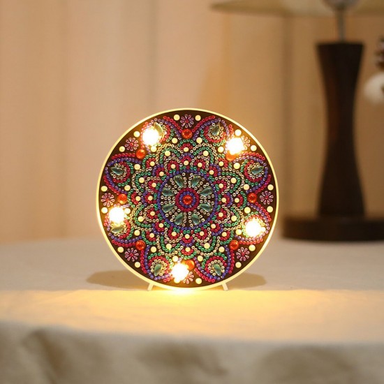 DIY LED Diamond Painting Mandala Elephant Owl Night Light Art Home Decor Gift