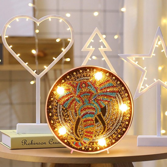 DIY LED Diamond Painting Mandala Elephant Owl Night Light Art Home Decor Gift