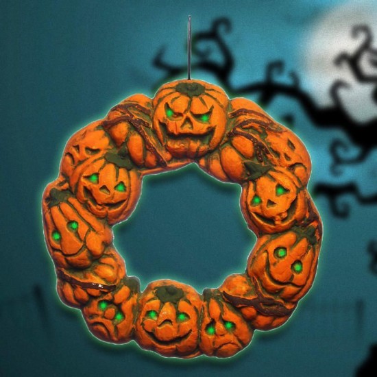 Halloween Spooky Wreath LED Lantern LED Pumpkin Light Door Hanger Home Decor Halloween Spooky Wreath LED Lantern LED Pumpkin Light Door Hanger Home Decor