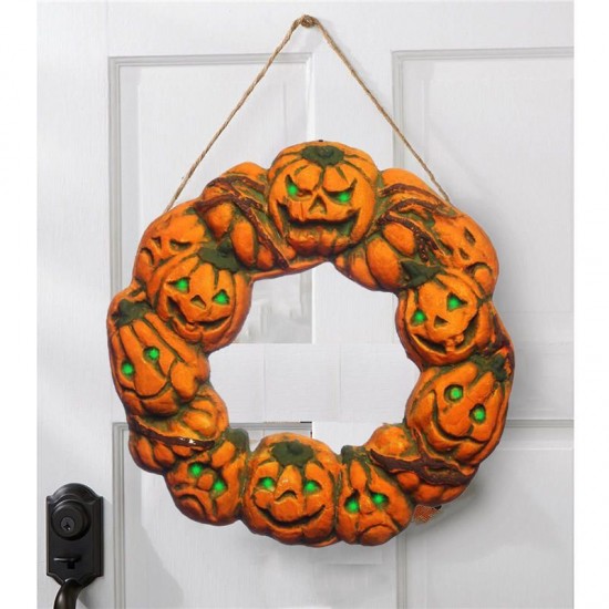 Halloween Spooky Wreath LED Lantern LED Pumpkin Light Door Hanger Home Decor Halloween Spooky Wreath LED Lantern LED Pumpkin Light Door Hanger Home Decor