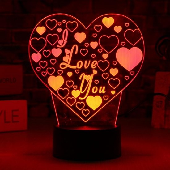 LED 3D Colorful I Love You Night Light Remote Control Touch Sensor Desktop Lamp