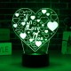 LED 3D Colorful I Love You Night Light Remote Control Touch Sensor Desktop Lamp