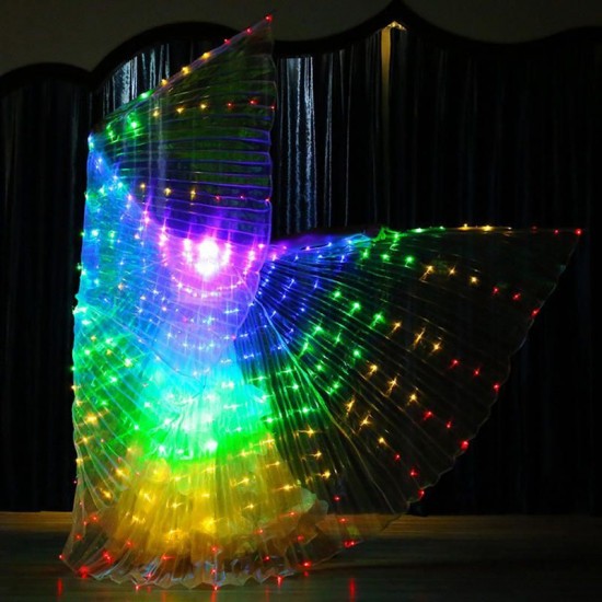 LED Isis Wings Night Light Glow Up Lamp Costume Belly Dance Egyptian Club Show With Stick