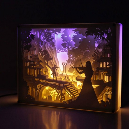 LED Night Light 3D Art Carving Painting Lamp Bedroom Decor Birthday Gift USB
