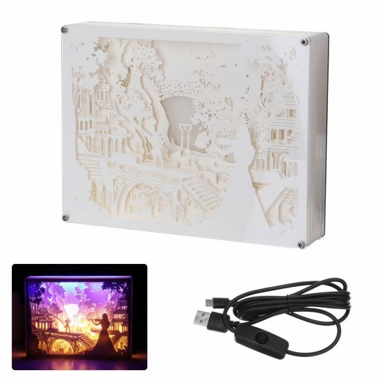 LED Night Light 3D Art Carving Painting Lamp Bedroom Decor Birthday Gift USB