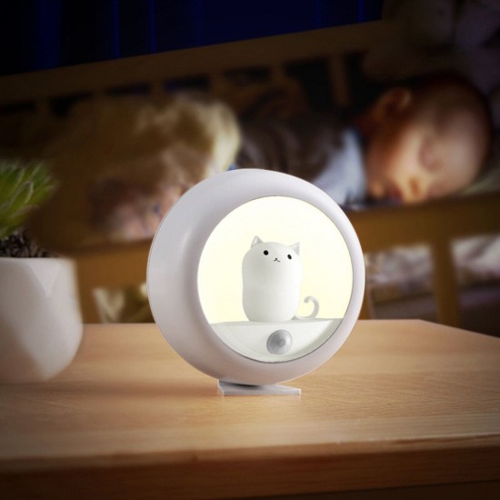 LED Night Light Cat Cabinet Magnetic Rechargeable Hanging Lamp Bedside Table Room