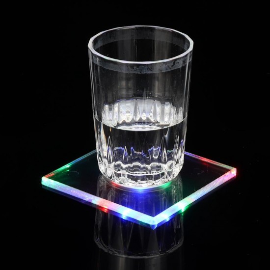 LED Night Light Color Bottle Cup Mat Sticker Club Cocktail Party Pad Holder Square