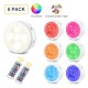 LED Under Cabinet Lighting RGB LED Night Lights 6 pack Battery Powered Cupboard lights with remote control Dimmable Colorful Atmosphere Light 4000K for Indoor Decoration Lighting