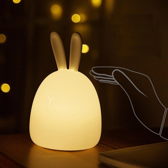 1W USB Rabbit LED Night Light Silicone Pat Control Multicolor for Children Baby Moon Lamp 1W USB Rabbit LED Night Light Silicone Pat Control Multicolor for Children Baby Moon Lamp