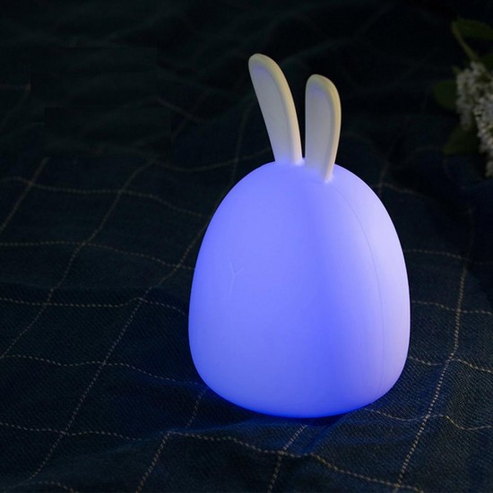 1W USB Rabbit LED Night Light Silicone Pat Control Multicolor for Children Baby Moon Lamp