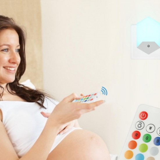 RGB LED Remote Control Dimmable Plug-in Night Light Home Stair Hallway Kitchen Bedroom RGB LED Remote Control Dimmable Plug-in Night Light Home Stair Hallway Kitchen Bedroom