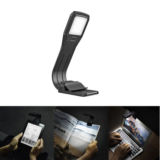 USB Rechargeable Fold Dimmable 4 LED Eye-Care Reading Book Light Clip on for Kindle IPad