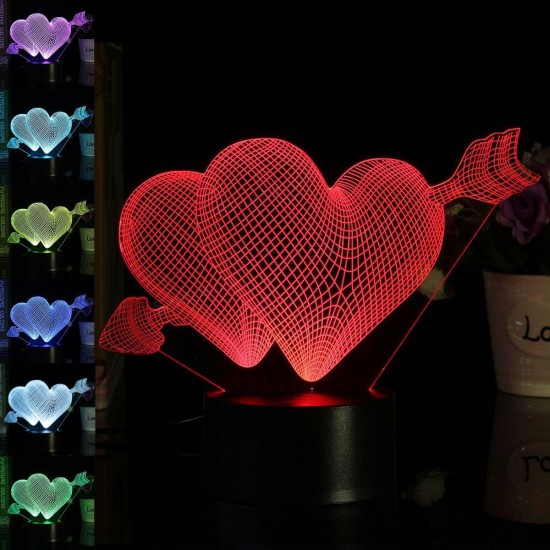 Love Arrow 3D Desk Table Lamp 7 Color Change LED Night Light Party Decor Gift Love Arrow 3D Desk Table Lamp 7 Color Change LED Night Light Party Decor Gift
