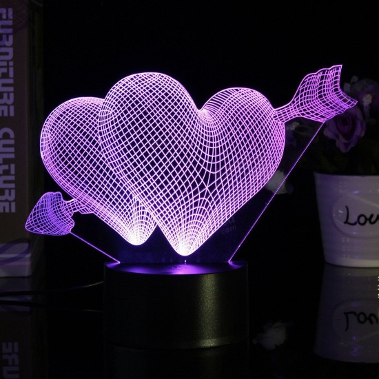 Love Arrow 3D Desk Table Lamp 7 Color Change LED Night Light Party Decor Gift Love Arrow 3D Desk Table Lamp 7 Color Change LED Night Light Party Decor Gift