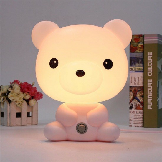 Lovely Baby Kid Bedroom Desk Night Light Dog Bear Rabbit Panda Cartoon Lamp 220V