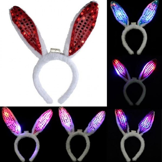 Lovely Light Up Halloween Party Hair Band Plush Rabbit Ears Blinking Headbrand Lovely Light Up Halloween Party Hair Band Plush Rabbit Ears Blinking Headbrand