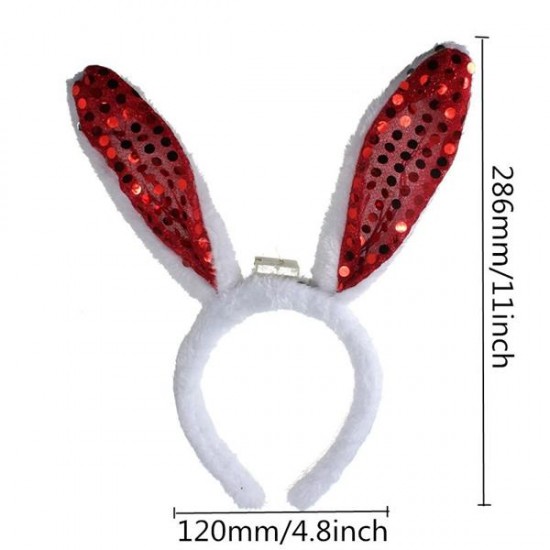 Lovely Light Up Halloween Party Hair Band Plush Rabbit Ears Blinking Headbrand