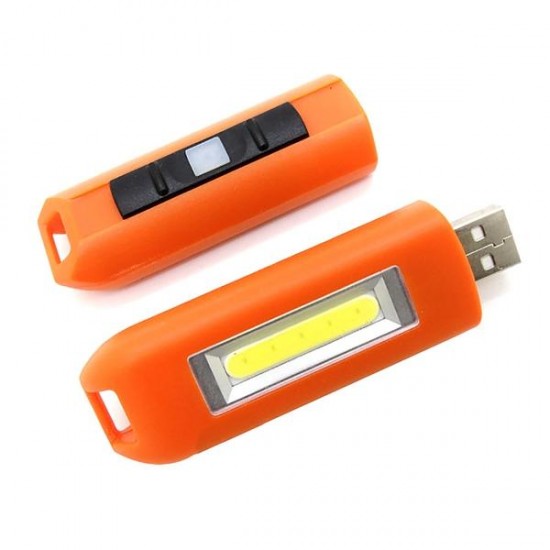 Mini 0.5W USB Rechargeable COB LED Keychain Light Flashlight Pocket Torch