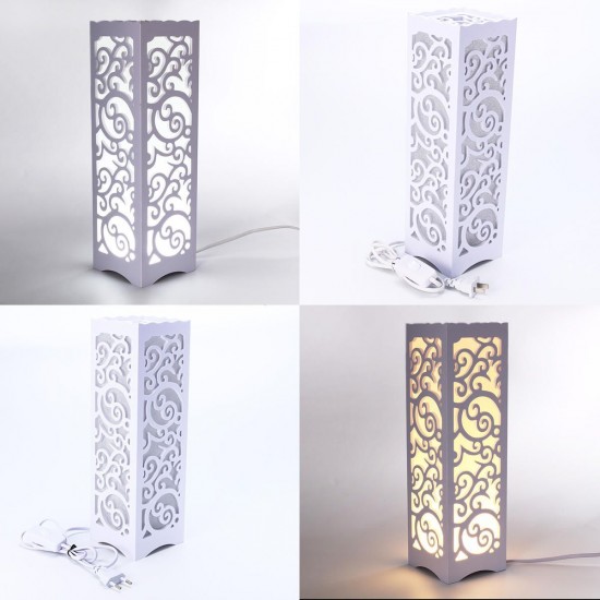 Modern LED Desk Table Lamp Classic Wooden Bedside Light Hollow Carved Decoration Modern LED Desk Table Lamp Classic Wooden Bedside Light Hollow Carved Decoration