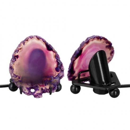 Natural Polished Agate Slice USB Lamp Night Light with Iron Stand Natural Polished Agate Slice USB Lamp Night Light with Iron Stand