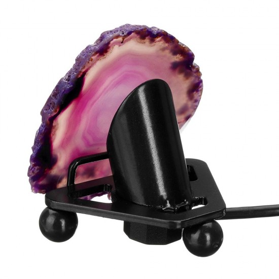 Natural Polished Agate Slice USB Lamp Night Light with Iron Stand Natural Polished Agate Slice USB Lamp Night Light with Iron Stand