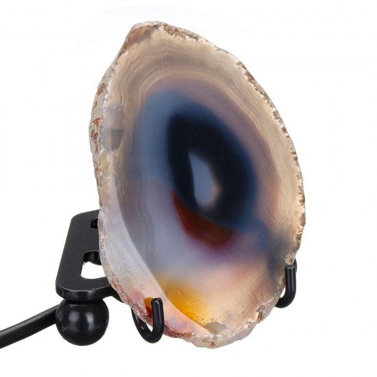 Natural Polished Agate Slice USB Lamp Night Light with Iron Stand