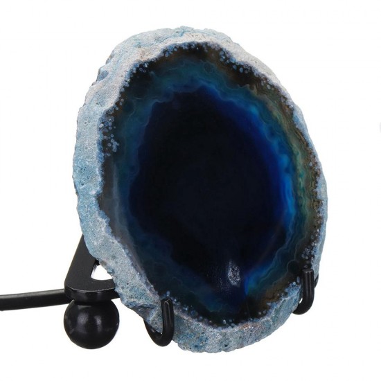 Natural Polished Agate Slice USB Lamp Night Light with Iron Stand