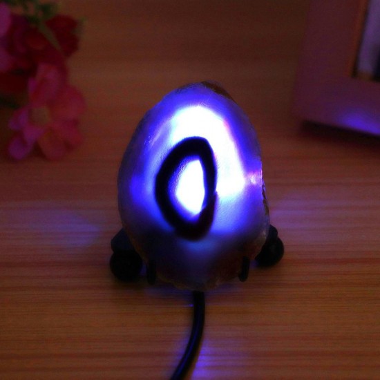 Natural Polished Agate Slice USB Lamp Night Light with Iron Stand Natural Polished Agate Slice USB Lamp Night Light with Iron Stand