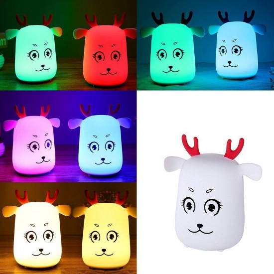 Novel Cute LED Rechargeable Silicone Deer Night Light Tap Control Bedroom Home Decor Lamp Kids Gift Novel Cute LED Rechargeable Silicone Deer Night Light Tap Control Bedroom Home Decor Lamp Kids Gift
